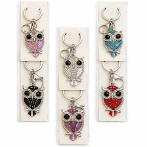 Owl Keychain Set with Rhinestones